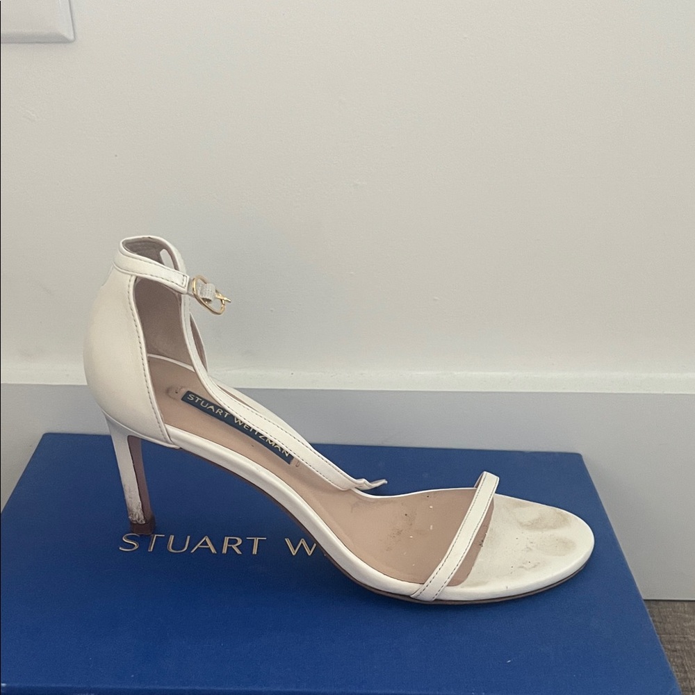 Stuart Weitzman Cream Ankle Strap Heels